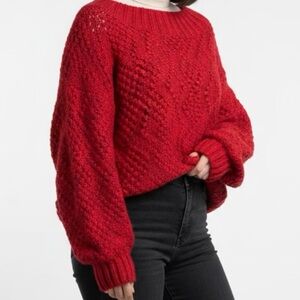 Angorra wool sweater, red, size large